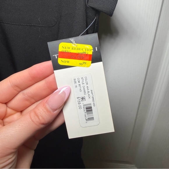 Tahari ASL Black Ruffle Sleeve Midi Dress - Picture 5 of 6